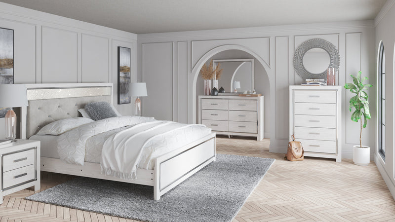 Altyra White King Panel Headboard Bed with Mirrored Dresser from Ashley - Luna Furniture