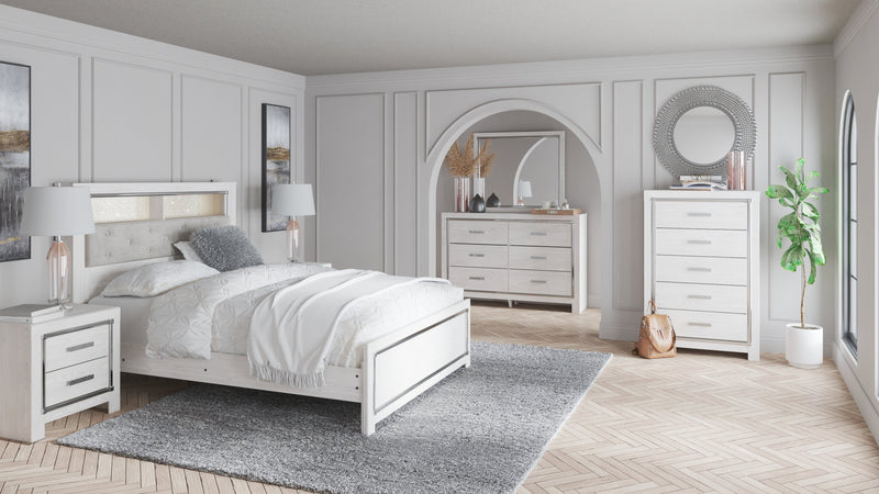 Altyra White Queen Bookcase Headboard Bed with Mirrored Dresser from Ashley - Luna Furniture