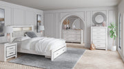 Altyra White LED Bookcase Upholstered Footboard Storage Platform Bedroom Set from Ashley - Luna Furniture