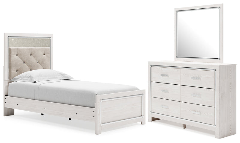 Altyra White Twin Panel Bed, Dresser and Mirror from Ashley - Luna Furniture