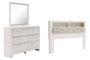 Altyra White King Bookcase Headboard Bed with Mirrored Dresser from Ashley - Luna Furniture