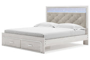 Altyra White King Upholstered Platform Storage Bed -  Ashley - Luna Furniture
