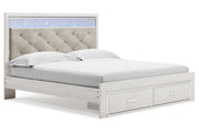 Altyra White King Upholstered Platform Storage Bed -  Ashley - Luna Furniture