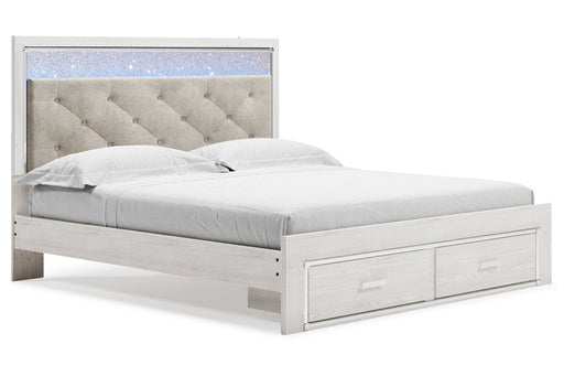 Altyra White King Upholstered Storage Bed from Ashley - Luna Furniture
