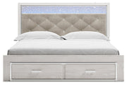 Altyra White King Upholstered Platform Storage Bed -  Ashley - Luna Furniture