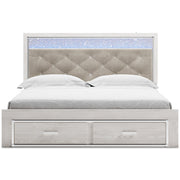 Altyra White LED Upholstered Footboard Storage Platform Bedroom Set from Ashley - Luna Furniture