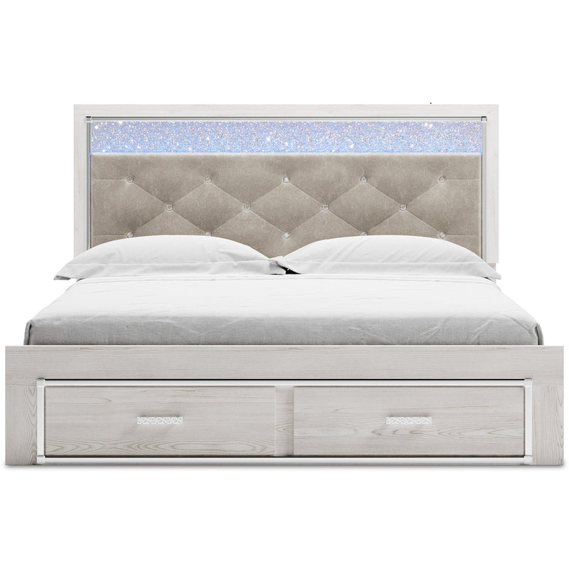 Altyra White LED Upholstered Footboard Storage Platform Bedroom Set from Ashley - Luna Furniture