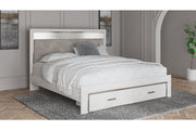 Altyra White King Upholstered Platform Storage Bed -  Ashley - Luna Furniture