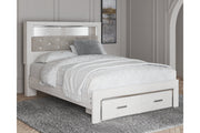 Altyra White Queen Upholstered Platform Bookcase Bed with Storage from Ashley - Luna Furniture