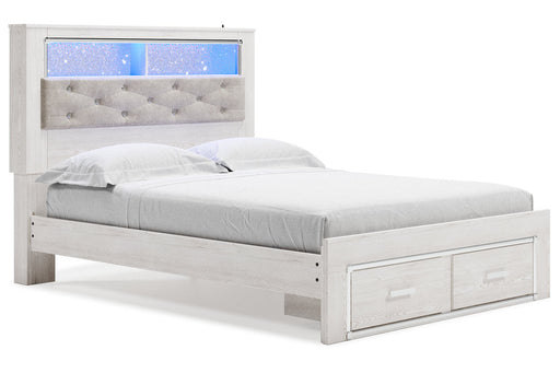 Altyra White Queen Upholstered Panel Bookcase Bed with Storage from Ashley - Luna Furniture