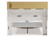 Altyra White Queen Upholstered Platform Bookcase Bed with Storage from Ashley - Luna Furniture