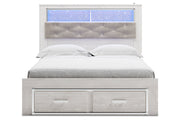Altyra White Queen Upholstered Platform Bookcase Bed with Storage from Ashley - Luna Furniture