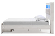 Altyra White Queen Upholstered Panel Bookcase Bed with Storage from Ashley - Luna Furniture