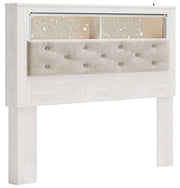 Altyra White Queen Bookcase Headboard Bed with Mirrored Dresser from Ashley - Luna Furniture