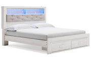 Altyra White King Upholstered Bookcase Bed with Storage from Ashley - Luna Furniture