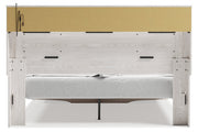 Altyra White King Upholstered Platform Bookcase Bed with Storage from Ashley - Luna Furniture