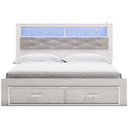Altyra White LED Bookcase Upholstered Footboard Storage Platform Bedroom Set from Ashley - Luna Furniture