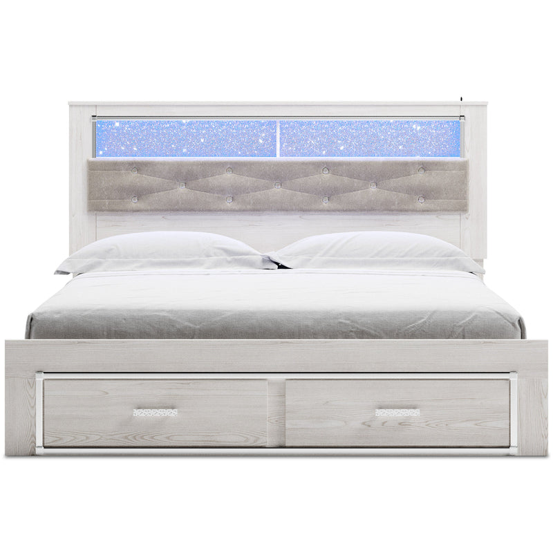 Altyra White LED Bookcase Upholstered Footboard Storage Platform Bedroom Set from Ashley - Luna Furniture