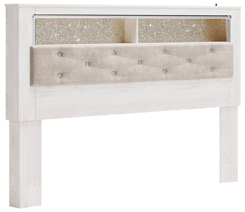 Altyra White King Bookcase Headboard Bed with Mirrored Dresser from Ashley - Luna Furniture