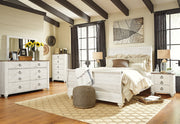 Willowton Whitewash Queen Sleigh Bed, Dresser, Mirror, Chest and Nightstand from Ashley - Luna Furniture