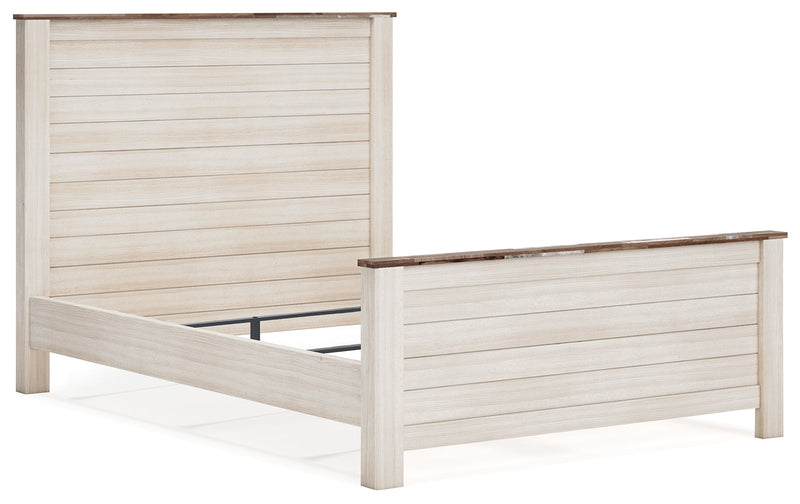 Willowton Whitewash Queen Panel Bed, Dresser, Mirror, and Nightstand from Ashley - Luna Furniture