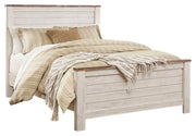 Willowton Whitewash Queen Panel Bed with Mirrored Dresser, Chest and 2 Nightstands from Ashley - Luna Furniture