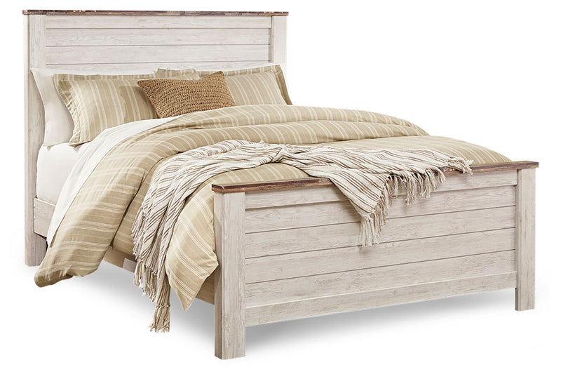 Willowton Whitewash Queen Panel Bed, Dresser and Mirror from Ashley - Luna Furniture