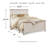 Willowton Whitewash Queen Panel Bed with Mirrored Dresser, Chest and 2 Nightstands from Ashley - Luna Furniture