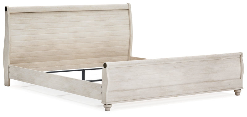 Willowton Whitewash Queen Sleigh Bed, Dresser, Mirror, Chest and Nightstand from Ashley - Luna Furniture
