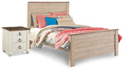 Willowton Whitewash Full Panel Bed and Nightstand from Ashley - Luna Furniture