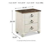 Willowton Whitewash King Sleigh Bed, Dresser, Mirror and Nightstand from Ashley - Luna Furniture