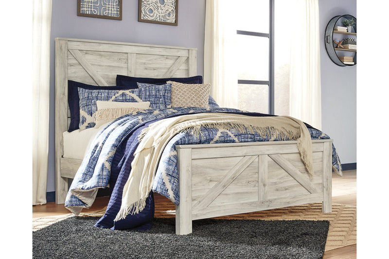 Bellaby Whitewash Queen Crossbuck Panel Bed from Ashley - Luna Furniture