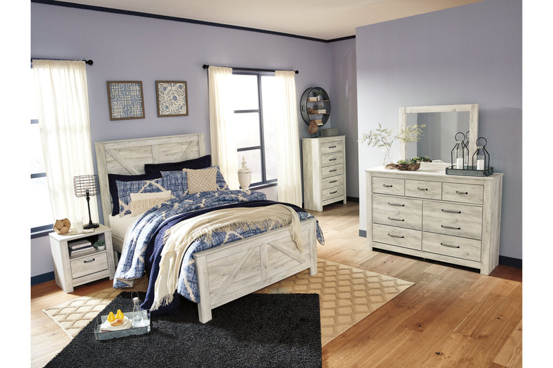 Bellaby Whitewash Queen Crossbuck Panel Bed from Ashley - Luna Furniture