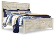 Bellaby Whitewash King Crossbuck Panel Bed from Ashley - Luna Furniture