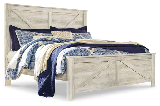 Bellaby Whitewash King Crossbuck Panel Bed from Ashley - Luna Furniture