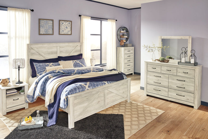 Bellaby Whitewash King Crossbuck Panel Bed from Ashley - Luna Furniture