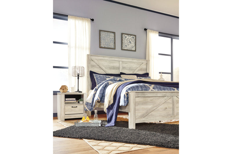 Bellaby Whitewash King Crossbuck Panel Bed from Ashley - Luna Furniture
