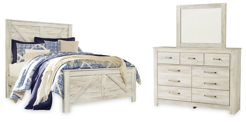 Bellaby Queen Crossbuck Panel Bed, Dresser and Mirror from Ashley - Luna Furniture