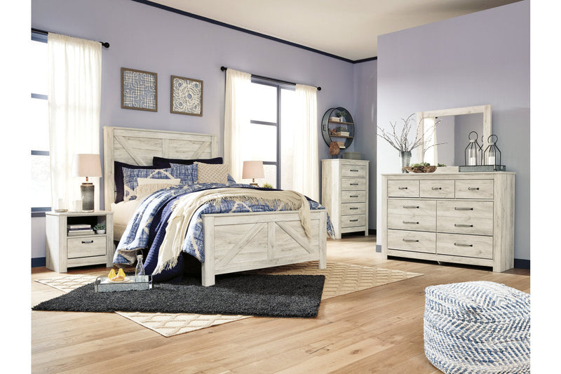 Bellaby Whitewash Queen Crossbuck Panel Bed from Ashley - Luna Furniture