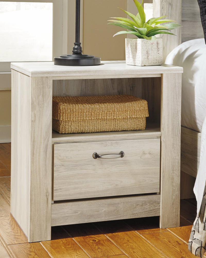 Bellaby Whitewash Queen Panel Bed, Dresser, Mirror, and Nightstand from Ashley - Luna Furniture