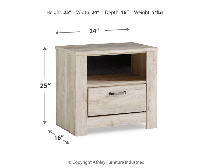 Bellaby Whitewash Queen Panel Bed, Dresser, Mirror, and Nightstand from Ashley - Luna Furniture