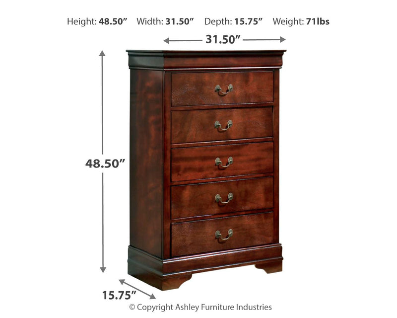 Alisdair Brown Queen Sleigh Bed, Dresser, Chest and Nightstand from Ashley - Luna Furniture