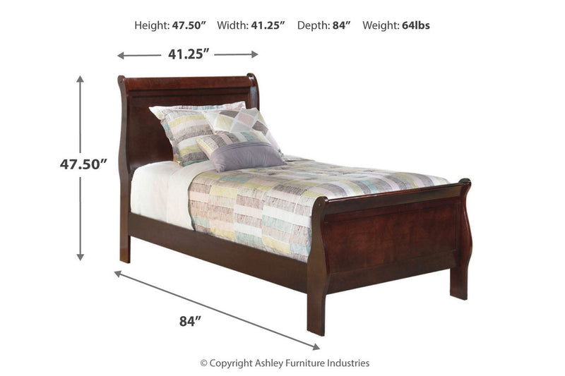 Alisdair Dark Brown Twin Sleigh Bed -  - Luna Furniture