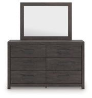 Prendonea Dark Charcoal King Panel Bed, Dresser, Mirror and Nightstand from Ashley - Luna Furniture