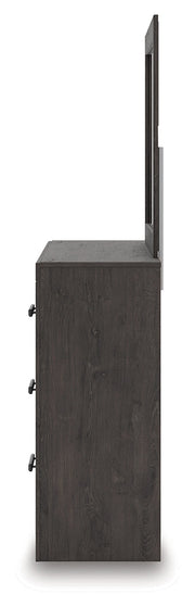 Prendonea Dark Charcoal King Panel Bed, Dresser, Mirror and Nightstand from Ashley - Luna Furniture