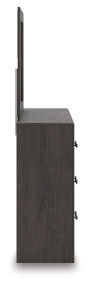 Prendonea Dark Charcoal King Panel Bed, Dresser, Mirror and Nightstand from Ashley - Luna Furniture