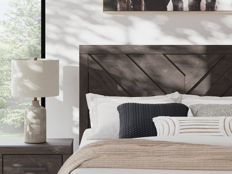Prendonea Dark Charcoal Queen Panel Bed, Dresser and Nightstand from Ashley - Luna Furniture