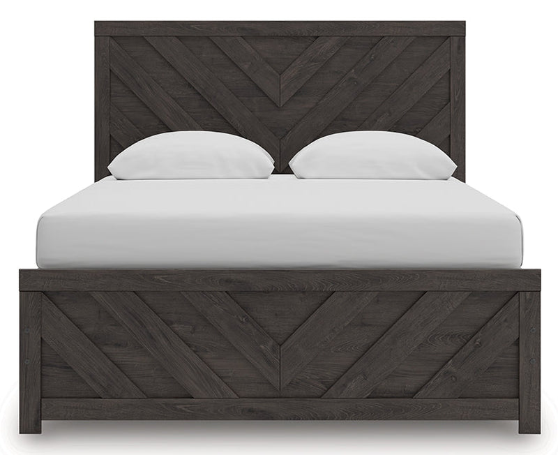 Prendonea Dark Charcoal Queen Panel Bed, Dresser, Mirror and Nightstand from Ashley - Luna Furniture