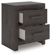 Prendonea Dark Charcoal Queen Panel Bed, Dresser and Nightstand from Ashley - Luna Furniture