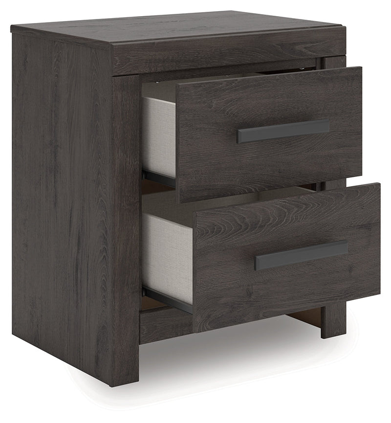 Prendonea Dark Charcoal Queen Panel Bed, Dresser and Nightstand from Ashley - Luna Furniture